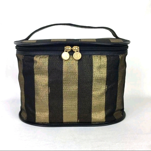 Fendi Black and Gold Striped Cosmetic Bag - Picture 1 of 15